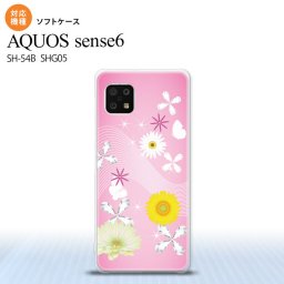 SH-54B SHG05 AQUOS sense6 スマホケース ソフトケース 花柄 ミックス B ピンク メンズ レディース nk-sens6-tp275