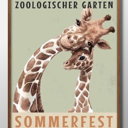 ドイツ ミュンヘン動物園 キリンの親子 A3 サイズ ポスター アート おしゃれ 絵画 インテリア 北欧 イラスト マット紙 艶消し アートパネル 額 フレーム デザイン 壁掛け ギフト 新築祝い ディスプレイ 引越し祝い　新生活　空間デザイン 