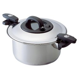 夏の贈り物お中元 ベローナ 調圧鍋24cm 5.5L 本体:ステンレス鋼（はり底:3層）、蓋:ステンレス鋼･ガラス（全面物理強化）、取っ手:フェノール樹脂、パッキン:シリコーン