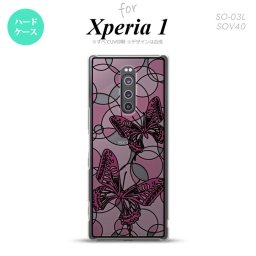 SO-03L SOV40 901SO Xperia 1 スマホケース カバー 蝶 ピンク ステンドグラス風 nk-xp1-sg30