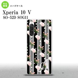Xperia10V Xperia10V スマホケース 背面ケース ハードケース 花柄 バラ レース 黒 +アルファベット 2023年 7月発売 nk-xp105-259i
