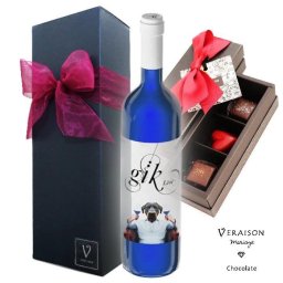 夏ギフト お中元 ワイン ギフト 【ブルーワイン×チョコ】【Gik 青 ワイン× ショコラ 3個入】ショコラ ボンボンショコラ リボン包装 「パッション タンザニア メキシック」