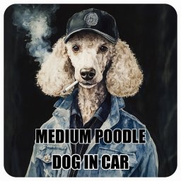 名入れ可 Medium Poodle ミディアムプードル カーステッカー シール 犬 作業服 ちょい悪 13x13cm 正方形 防水 屋外 屋内 ドッグオンボード デカール