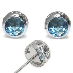 ブルートパーズ ピアス  K18 一粒 ブルートパーズピアス 縄 ハート