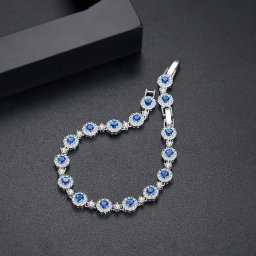 ブレスレット キュービックジルコニア ブルー マルチカラー 真鍮 シルバー 中折れクラスプ 可愛い かわいい きれいめ カラフル 17+3cm b18071030