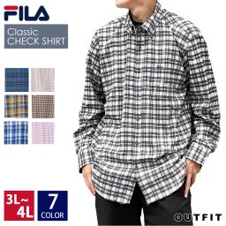 FILA フィラ シャツ メンズ チェックシャツ 長袖シャツ ネルシャツ ワイシャツ Yシャツ カジュアル トップス チェック柄 黒 白 大きいサイズ ブランド 人気 おしゃれ ギフト 敬老の日 プレゼント ギフト