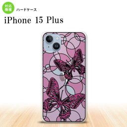 iPhone15 plus iPhone15 plus 背面ケース カバー ステンドグラス風 おしゃれ 蝶 ピンク ステンドグラス風 2023年 9月発売 nk-i15pl-sg30