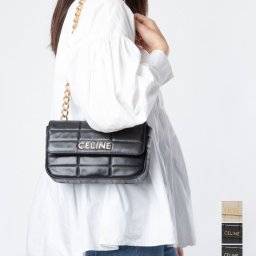 セリーヌ CELINE 11127 ショルダーバッグ レディース バッグ ミニバッグ クロスボディ 斜め掛け チェーン 肩掛け キルティング ロゴ 鞄 プレゼント ギフト ブラック×シルバー ブラック