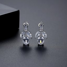 ピアス 両耳用 レディース キュービックジルコニア ホワイト 真鍮 シルバー e20121208