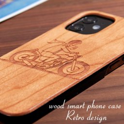 木製 iphone ケース おしゃれ iphone17 iphone16 iphone15 iphone14 pro バイク レトロシリーズ iphoneSE 第三世代 第二世代 アイフォン 17 16 15 14 13 12 シンプル ウッド 天然木 かっこいい ドライブ ツーリング air se3 13mini ハイブリッド スリム アウトドア 送料無料