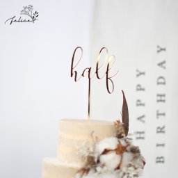 【 アクリル製 】half ケーキトッパー ゴールド  | 日本製 誕生日 ハーフ ケーキ バースデー 成長記録 おしゃれ 赤ちゃん インスタ デコレーション お祝い 金 かわいい インスタ映え 飾り 1/2