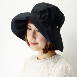 ツバ広ハット ハット レディース 日よけ 春夏 帽子 ゴム入り 撥水加工 エリートシャポー つば広ハット 無地 シンプル 綿100％ 女優帽 上品 紫外線対策 アウトドア トラベル 折りたためる フリーサイズ 婦人帽子 ミセスハット 黒 母の日 ギフト プレゼント 敬老の日
