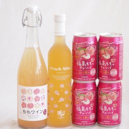 桃の果実感6本セット(高畠ももワイン7度(山形県) アデカ ももワイン甘口 5度(千葉県) アシードブリュー 福島もものチューハイ缶5度(栃木県)) 500ml×1本 720ml×1本 350ml×4本