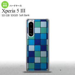 SO-53B SOG05 Xperia5III 背面ケース カバー ステンドグラス風 スクエア ブルー ステンドグラス風 オススメ 人気 おしゃれ スマート nk-xp53-sg09