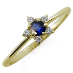 サファイア エンゲージリング 星モチーフ スター 婚約指輪 10金