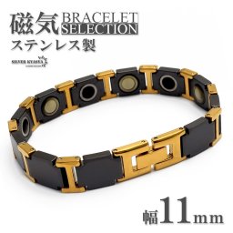 磁気ブレスレット ステンレス セラミック ビーズ gold black ゴールド ブラック 磁力 磁石 シンプル 男性 金属アレルギー対応 メンズ