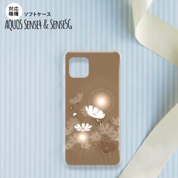 sense4 sense5 Aquos sense4/5 スマホケース ソフトケース コスモス ベージュ メンズ レディース nk-sens4-tp605