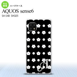SH-54B SHG05 AQUOS sense6 スマホケース ハードケース 花柄 ドット 黒 +アルファベット メンズ レディース nk-sens6-341i