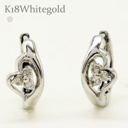 k18ホワイトゴールド ダイヤモンドピアス 0.08ct 18金 中折れピアス ハート フラワー 花 レディース ジュエリー アクセサリー  プレゼント ギフト 人気 おすすめ 送料無料