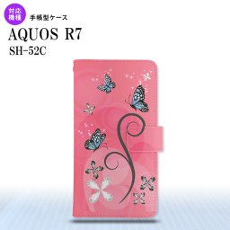 SH-52C AQUOS R7 手帳型スマホケース カバー バタフライ 蝶 ピンク  nk-004s-r7-dr225