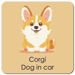 Corgi コーギー カーサイン 車 マグネット 強力 13x13cm 正方形 パステル くすみカラー スタイル アニメ風 マグネットステッカー 犬 かっこいい おしゃれ 安全対策 煽り運転 屋外 防水 屋内