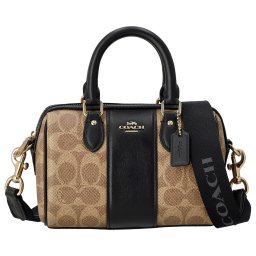 コーチ ファクトリー アウトレット COACH FACTORY バッグ 2way ハンドバッグ ショルダーバッグ 斜めがけショルダーバッグ CW331 IMQRX ミニ ローアン クロスボディ シグネチャー キャンバス ストライプ レディース ベージュ+ブラック