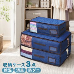 クリーンオアシス 3点セット[収納ケース 布団収納袋 クローゼット 押入れ 収納 衣類収納ケース 衣類収納袋 布団収納ケース 大容量 衣装ケース 衣装収納 ケース 袋 大きいサイズ 小さいサイズ セット シンプル 無地 ベッド下]