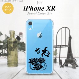 iPhoneXR iPhone XR スマホケース ソフトケース 蓮と亀 クリア 黒 メンズ レディース nk-ipxr-tp504