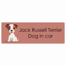 Jack Russell Terrier ジャックラッセルテリア Dog IN CAR カーステッカー 犬 パステル くすみカラー スタイル アニメ風 15x5cm 長方形 防水 屋外 屋内 ドッグオンボード デカール