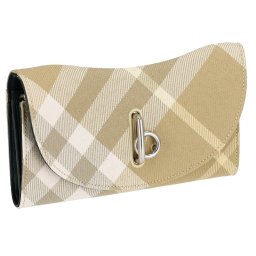 バーバリー BURBERRY 財布 長財布 小銭入れ付き 三つ折り 8081786 A3743 レディース フラックス ベージュ+グリーン