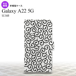 SC-56B Galaxy A22 手帳型スマホケース カバー 唐草 白 黒  nk-004s-a22-dr1133