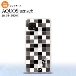 SH-54B SHG05 AQUOS sense6 スマホケース ソフトケース スクエア モザイク グレー +アルファベット メンズ レディース nk-sens6-tp1016i