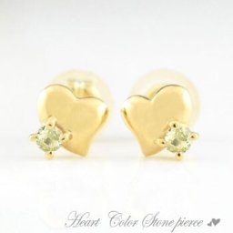 18金 ピアス レディース ペリドット ハート ハートピアス k18 イエローゴールドk18 カラーストーン 18k ピアス スタッドピアス 8月誕生石 クリスマス