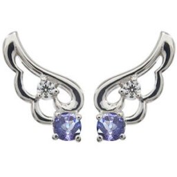 タンザナイト ピアス 天使の羽 一粒 ピアス