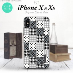 【iPhoneX】【スマホケース/スマホカバー】【アイフォンX】iPhoneX スマホケース ケース アイフォンX イニシャル パッチワーク風 黒 nk-ipx-1063ini【メール便送料無料】