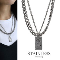 ステンレス 重ね付けネックレス 喜平ネックレス 二重チェーン シルバー プレートネックレス 二重ネックレス 金属アレルギー対応 女性 大人 お洒落 オシャレ 可愛い レディース ペンダント