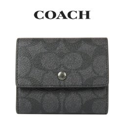 送料無料 コーチ COACH アウトレット メンズ 敬老の日 財布 コインケース CY999 QBMI5(チャコール×ブラック) シグネチャー