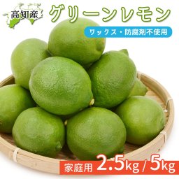 グリーンレモン 2.5kg 5kg レモン 山北産 檸檬 産地直送 高知県産 国産 家庭用 ノーワックス 防腐剤 防カビ剤 不使用 れもん 青レモン 高知産 爽やかな香りと酸味が特徴 ハウス栽培だから皮が薄くてジューシーです【送料無料】[ヤマト発送]
