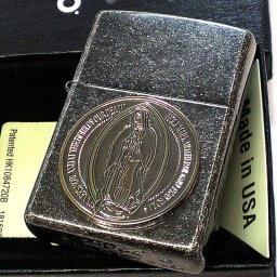 ZIPPO マリア メダル ジッポ ライター おしゃれ ニッケルバレル仕上げ 渋い アンティークシルバー かっこいい 御守り メンズ ギフト