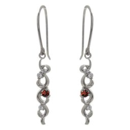 ガーネット ピアス プラチナ アラベスク 唐草　フックピアス