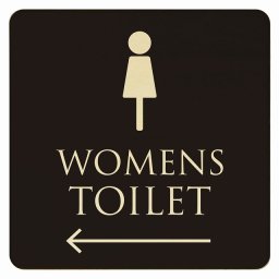 9x9cm トイレ 御手洗 TOILET トイレマーク ブラック ナチュラル WOMENS 左 矢印 ピクトサイン 木製ドアサイン ドアプレート インテリア 施設 案内
