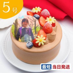 苺の生チョコショートケーキ　写真ケーキ プレミアムショートショコラ 5号 15cm