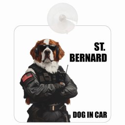 ST. BERNARD セントバーナード DOG IN CAR 吸盤 収れん火災防止タイプ 車内用 セキュリティガード風 ちょい悪 ドッグオンボード 安全対策 あおり運転 セーフティサイン 窓ガラス カーサイン 車 犬