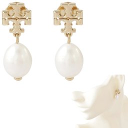トリーバーチ ピアス TORY BURCH 65156 709 キラ パール ドロップ ダブルT ロゴ レディース アクセサリー KIRA PEARL DROP EARRING ゴールド アイボリー
