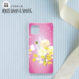 sense4 sense5 Aquos sense4/5 スマホケース ソフトケース 花柄 ミックス D ピンク メンズ レディース nk-sens4-tp285