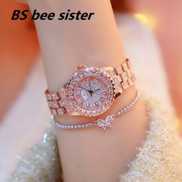 『 時計のプレゼントを贈る 』BS bee sister 腕時計 時計 レディース 女性用 ウォッチ クリスタル ガラスカット アクセサリー ラッピング無料 送料無料 かわいい おしゃれ ゴールド ブレスレット 旅行 イベント カジュアル 丸い 円形 FA08090