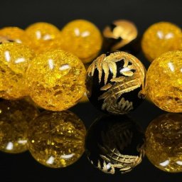 【金運のお守り】 一点物［目標達成のサポートを!!］14mm 金彫四神獣 オニキス シトリン 黄水晶クラック ブレスレット 相性抜群 天然石 開運 京海堂 SiSin18 母の日ギフト 開運アイテム 上質な贈答品