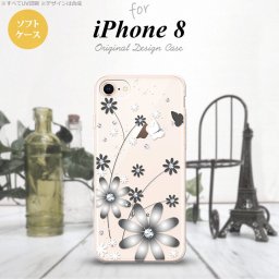 iPhone7 iPhone8 スマホケース ソフトケース 花柄 ガーベラ 透明 グレー メンズ レディース nk-ip8-tp071