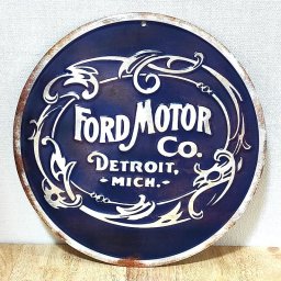 ブリキ看板  フォードモーター ビンテージ ラウンドメタルサイン Ford Motor Retro 車 アメリカン ガレージ アンティーク 壁掛け プレート おしゃれ 壁飾り かわいい インテリア 店舗