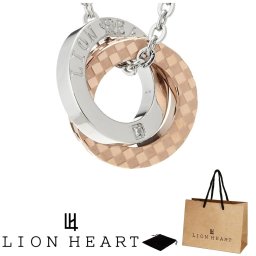 正規品 送料無料 ライオンハート LION HEART ペンダント ネックレス ステンレス 316L サージカルステンレス キュービックジルコニア ペアライン ダブルリング モチーフ レディース仕様 メンズ ユニセックス 04N135SL ピンクゴールド シルバー 女性 ギフト プレゼント おすすめ